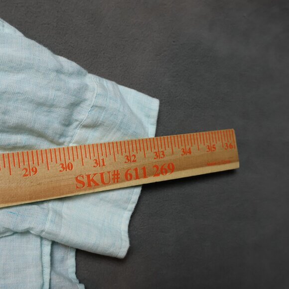 Faherty Shirt Mens XXL Turquoise Blue Laguna Linen Long Sleeve Button Up Preppy - Picture 12 of 13